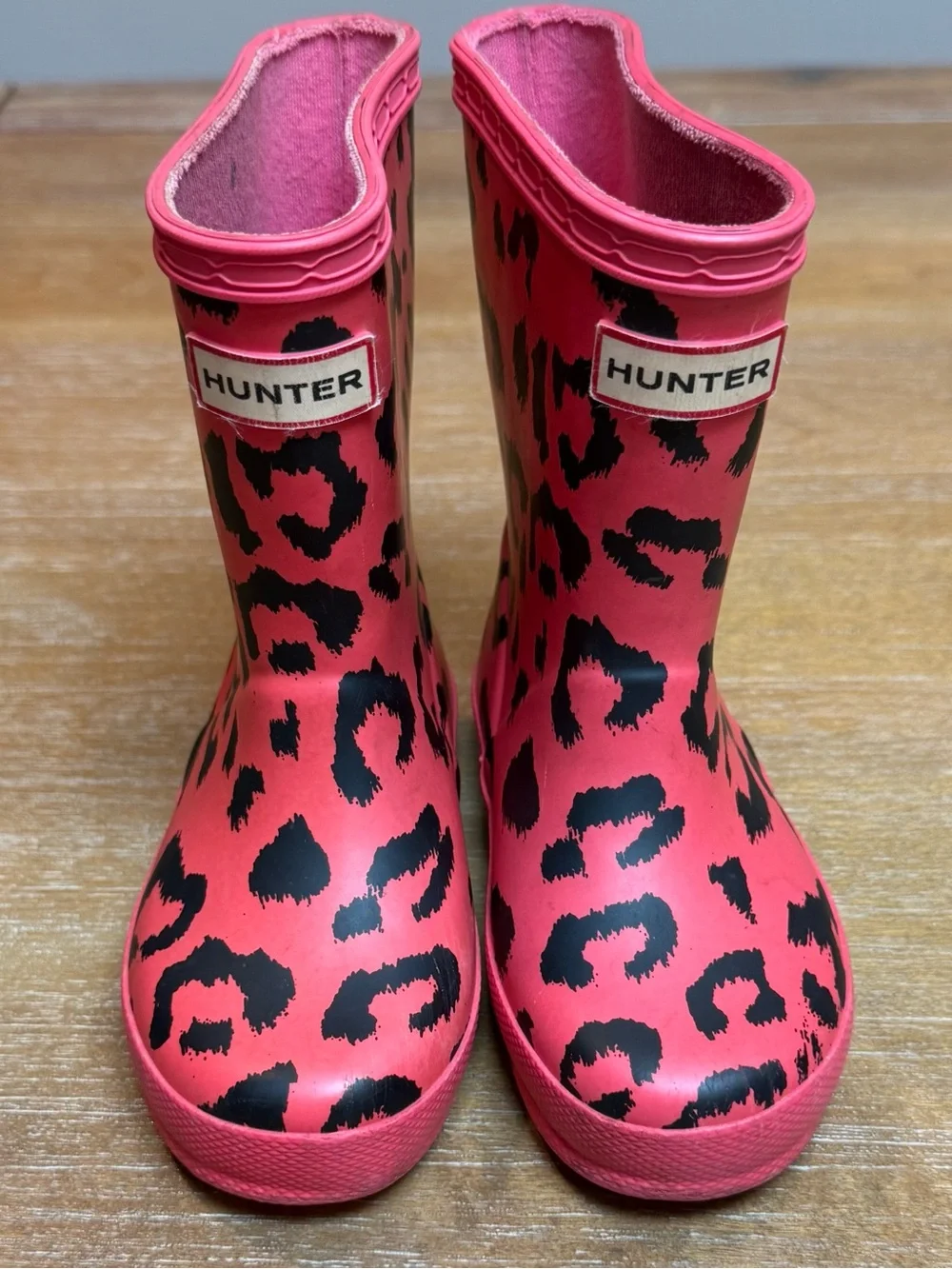 Hunter Kids First Classic Rain Boots Hybrid Print in Arcade Pink Waterproof Sz 7